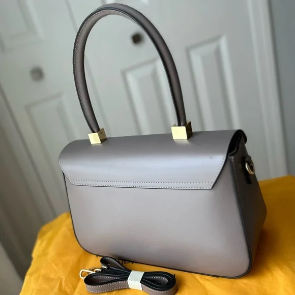 Valentino V Leather Satchel Handbag Purse Beige/Taupe Gaelle by Mario Valentino - Picture 3 of 11